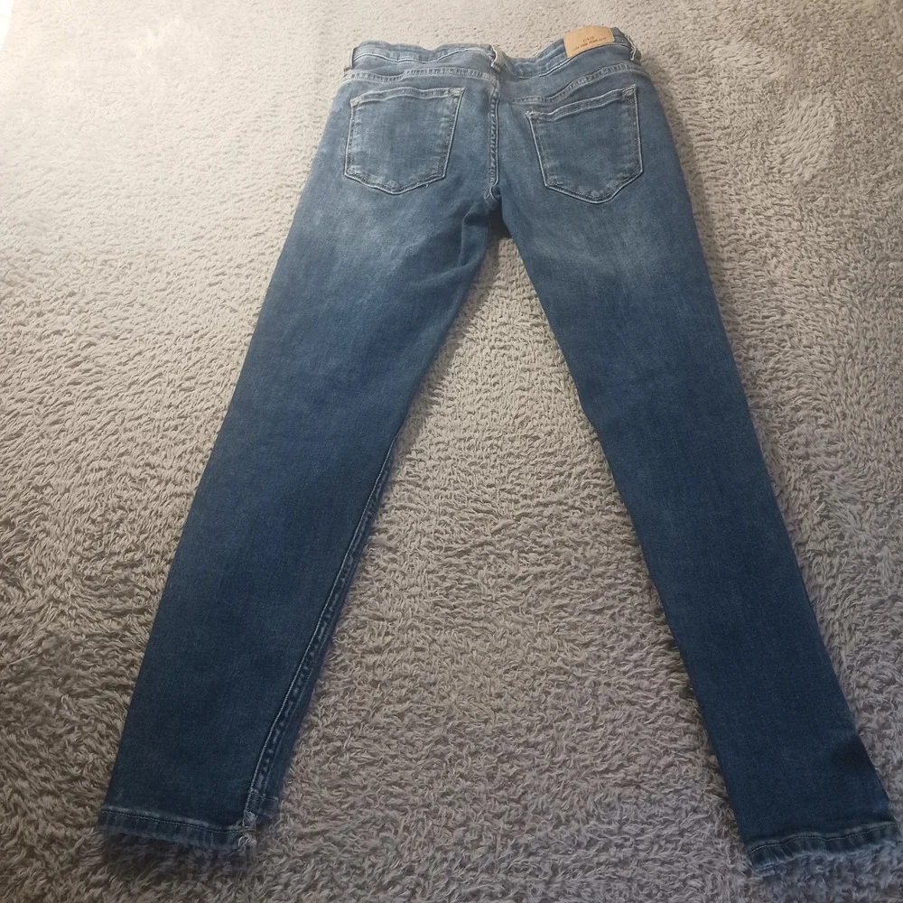 Zara Z1975 Basic Denim Womens  6 Blue Distressed Ripped‎ Slim Jeans Grunge Y2K